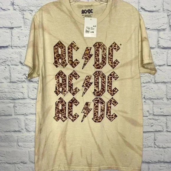 Forever 21 AC/DC TIE DYE ANIMAL PRINT GRAPHIC TEE SHIRT - Picture 2 of 5